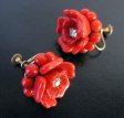 （画像用） レッドグラス お花イヤリング