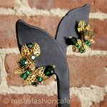 DeMario NY　イヤリング フォレストグリーン 花