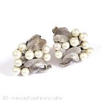 Trifari　トリファリ パール銀葉　イヤリング