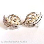 Trifari　 トリファリ パール銀花イヤリング