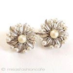 Trifari　 トリファリ パール銀花イヤリング