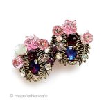 アンティークジュエリー ガラスの花イヤリング