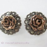 アンティーク銀製イヤリング 10Kローズ・マーカサイト