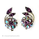 ヴィンテージジュエリー クリスタル花イヤリング