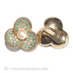 Carnegie　イヤリング ターコイズ＆パールの花