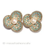 Carnegie　イヤリング ターコイズ＆パールの花