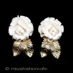 象牙アイボリー 12Kgf ローズ　イヤリング