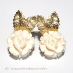 象牙アイボリー 12Kgf ローズ　イヤリング