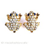 クリスタル蛙イヤリング