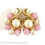 パール＆ガラス イヤリング