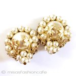 パールの花イヤリング