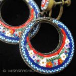 ITALY製　イヤリング 三日月花　モザイク