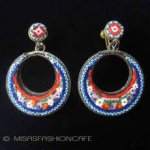 ITALY製　イヤリング 三日月花　モザイク