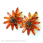 ヴィンテージイヤリング WEISS ガラスフラワー