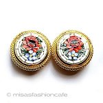 ヴィンテージイヤリング モザイク・ガラスお花