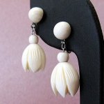 象牙アイボリー・銀製　 チューリップイヤリング