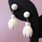 象牙アイボリー・銀製　 チューリップイヤリング