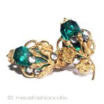 Haskell初期　イヤリング 金花　エメラルドグラス