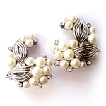 ヴィンテージ　トリファリ パール銀葉イヤリング