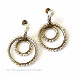 ヴィンテージイヤリング パール２連　フープ