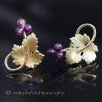 14Kgf 天然アメジスト グレープ葡萄イヤリング