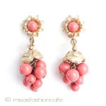 コーラルのお花イヤリング