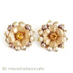 LERUパール花イヤリング