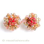 Ｊｏｎｎｅ　イヤリング コーラルガラスのお花