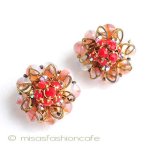 Ｊｏｎｎｅ　イヤリング コーラルガラスのお花