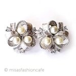 Trifari　 トリファリ パール　銀リボン