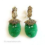 アンティークジュエリー ガラス花カメオドロップ