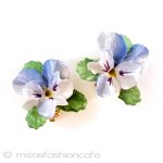 パンジー・すみれの花 英国製　イヤリング