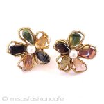 天然石のお花 イヤリング