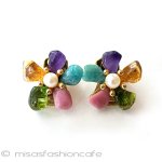 SWOBODA　イヤリング 真珠と天然石のお花