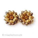 ヴィンテージイヤリング LERU　パールのお花