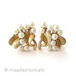 Trifari　 トリファリ パール金葉イヤリング