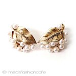 ヴィンテージイヤリング トリファリ　葉パール