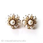 ヴィンテージイヤリング トリファリ　パールフラワー