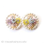 ヴィンテージイヤリング パステル花　パール　