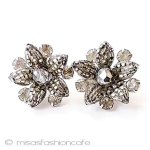 ヴィンテージイヤリング ビーズ刺繍フラワー