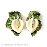 ヴィンテージイヤリング エナメル水芭蕉のお花