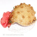 ヴィンテージ　ハット お花立体編み＆チュール