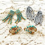 トリファリMixイヤリング ターコイズｘ白3点SET