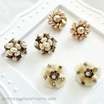 ヴィンテージイヤリング 「花パール」3点セット