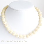 本象牙　アイボリー 　 ローズ花ネックレス