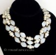 （画像用） Trifari　トリファリ パールガラス3連ネックレス