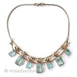 ヴィンテージネックレス Ledo刻印アクアガラス