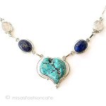 天然石ターコイズ　銀製 ローズクオーツネックレス