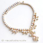 ベビーピンク＆ブルー ガラス＆RS ネックレス