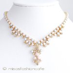 ベビーピンク＆ブルー ガラス＆RS ネックレス